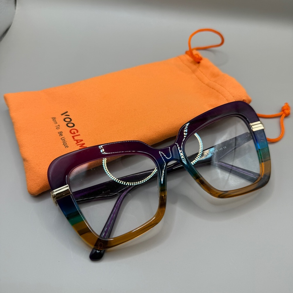 Vooglam Multicolor Square Frame Women’s Eyeglasses, No prescription